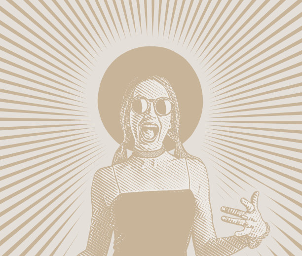 快乐的年轻女子笑着打手势图片下载