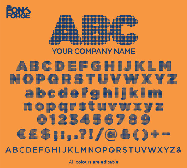 半色调点文本额外加粗字体风格的公司标志。矢量插图。颜色很容易编辑。图片下载
