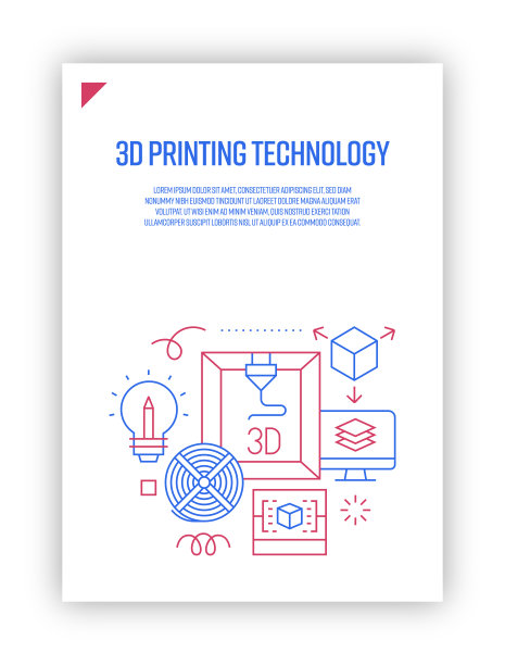 插图3D打印概念向量集。线条艺术风格背景设计网页，横幅，海报，打印等。矢量插图。图片下载