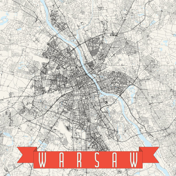 华沙，波兰矢量地图图片下载