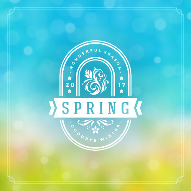 春天徽章矢量排版设计贺卡。图片下载