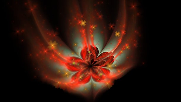 鲜艳的花和植物。抽象美丽的植物，装饰元素和背景设计。三维渲染图片下载