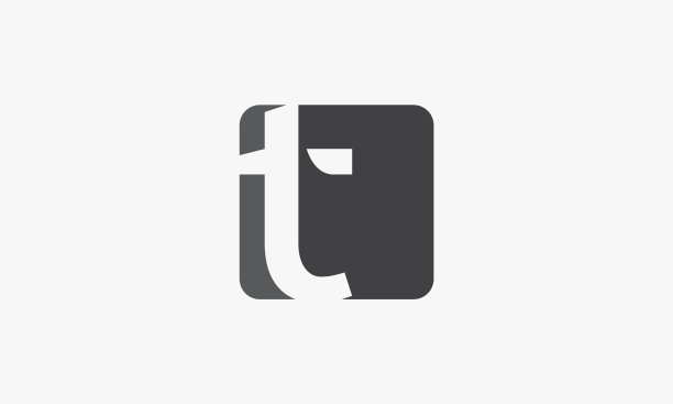 字母t负空间方形隔离在白色图片下载