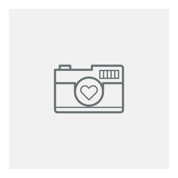 带心形符号的相机矢量图标图片下载