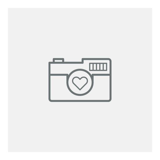 带心形符号的相机矢量图标图片下载