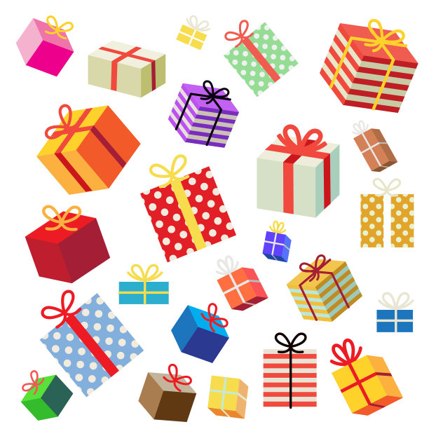 大量不同形状的礼盒图片下载