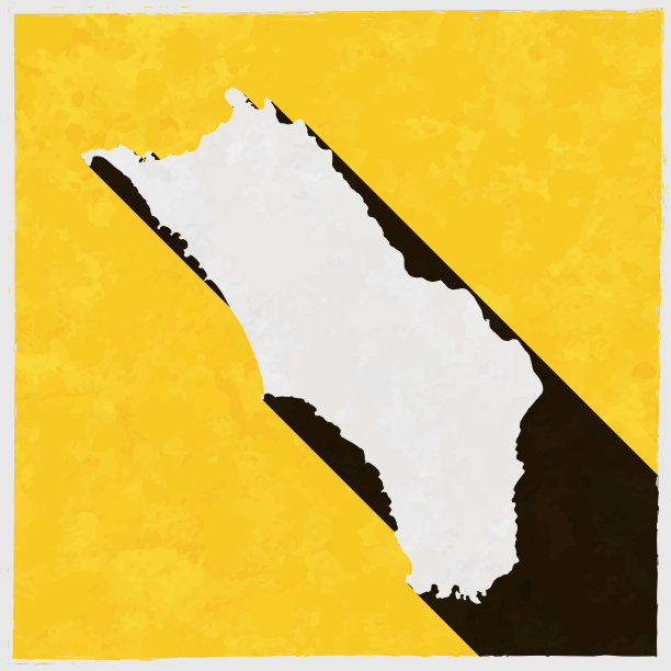 尼亚斯地图与纹理黄色背景上的长阴影图片下载