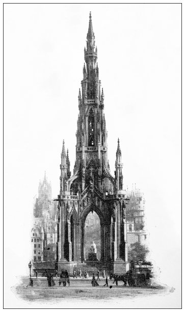 苏格兰的古董旅行照片:爱丁堡的斯科特纪念碑图片下载