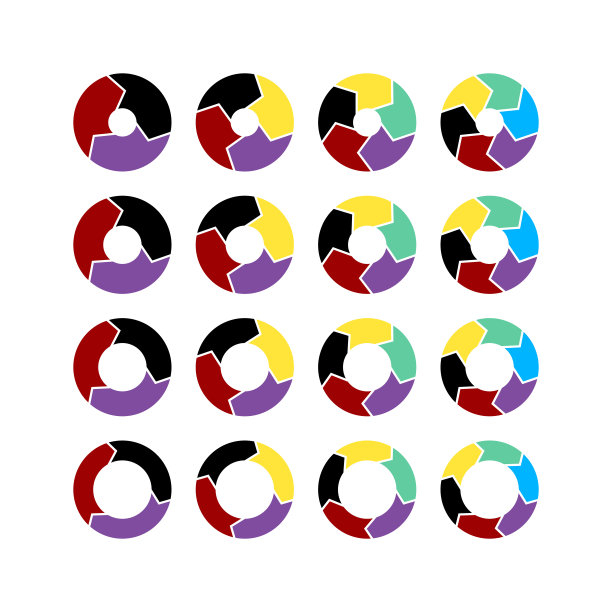 16个不同的箭头信息图-段数x，孔大小y图片下载