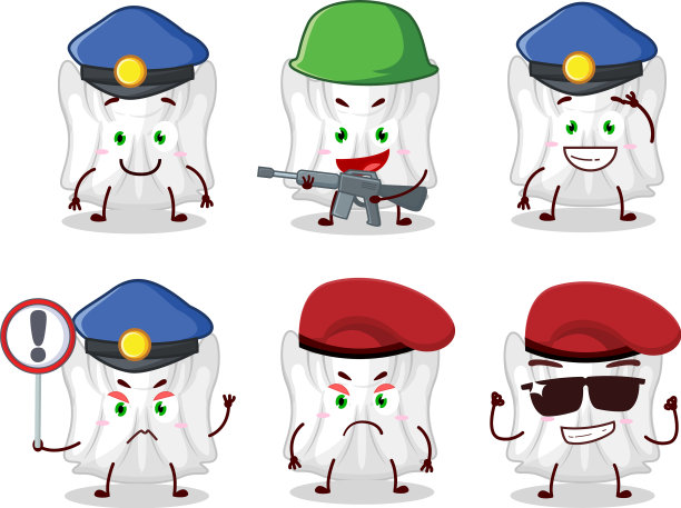一个有献身精神的鬼白色警察吉祥物图片下载