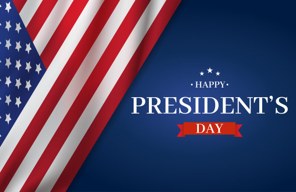 带有美国国旗的总统日卡片。向量图片下载