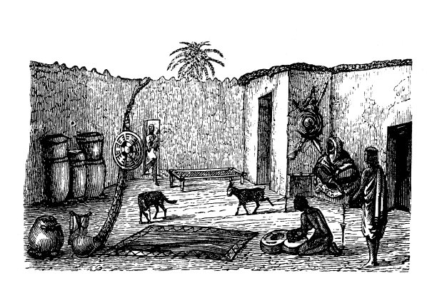 古董插图，民族志和土著文化:非洲，贝拉布拉房子图片下载