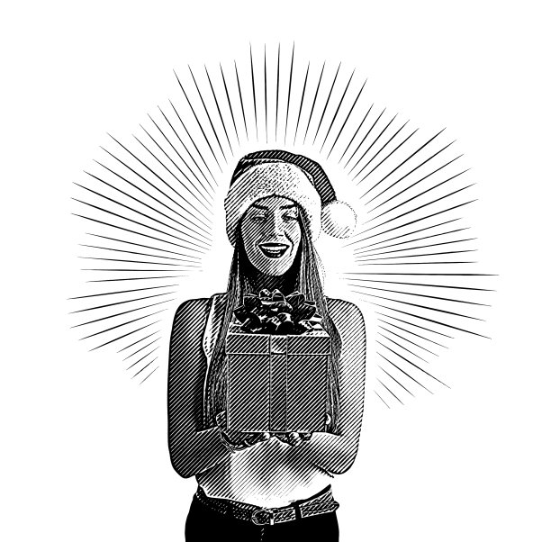 年轻女子拿着圣诞礼物图片下载