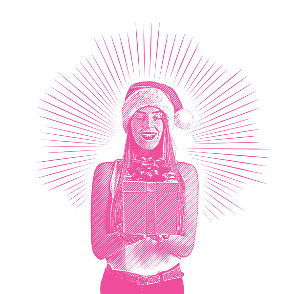 年轻女子拿着圣诞礼物图片下载