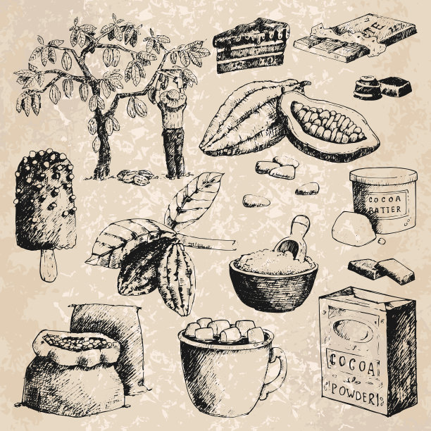 可可产品手绘草图图片下载