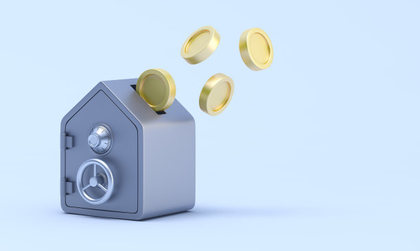 房子和硬币形状的保险箱图片下载