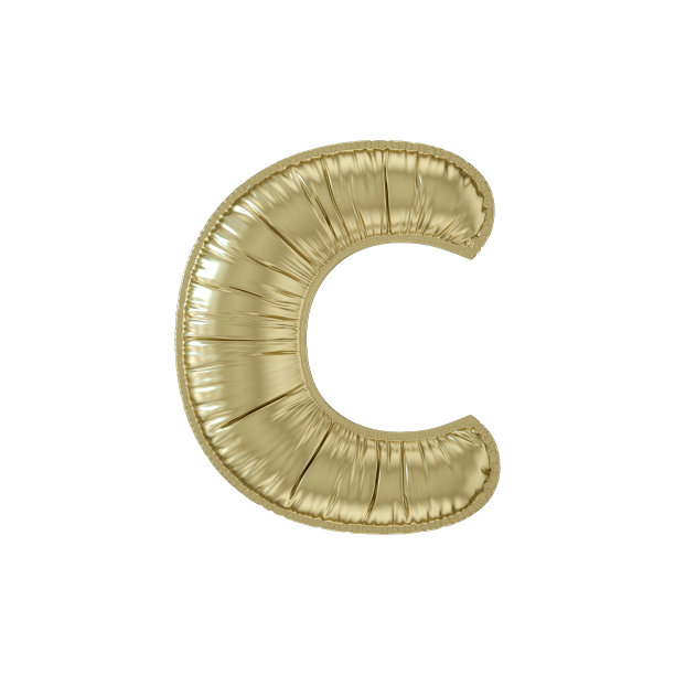 字母c气球金色箔在白色背景下小写图片下载