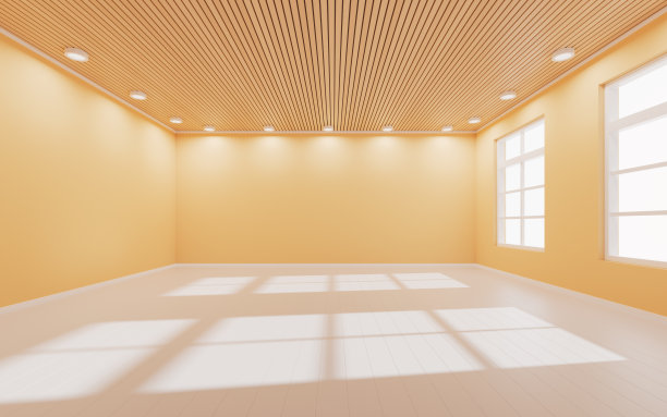 空房间有光进来，3d渲染。图片下载