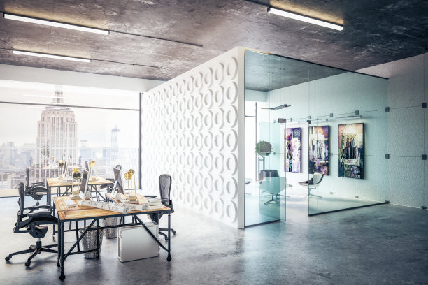 开放式办公室与客人区-三维可视化图片下载