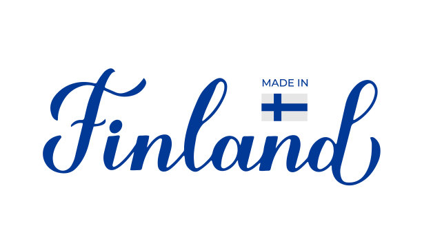 芬兰制造的手写标签。质量标志矢量图标。书法刻字。适用于商标设计、吊牌、徽章、贴纸、徽章、产品包装等图片下载