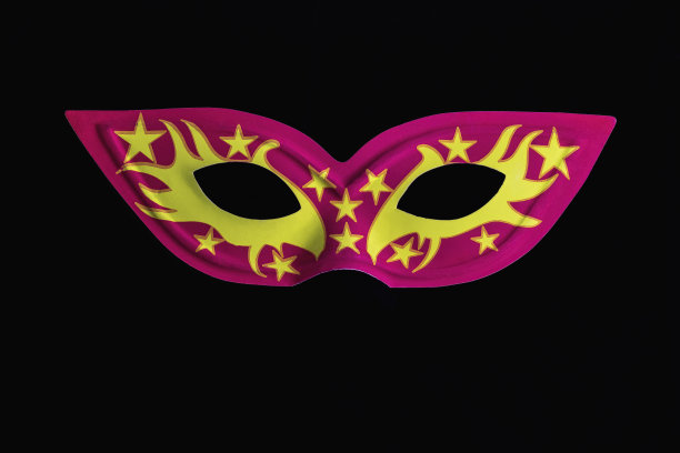 黑色的粉色狂欢节面具图片下载