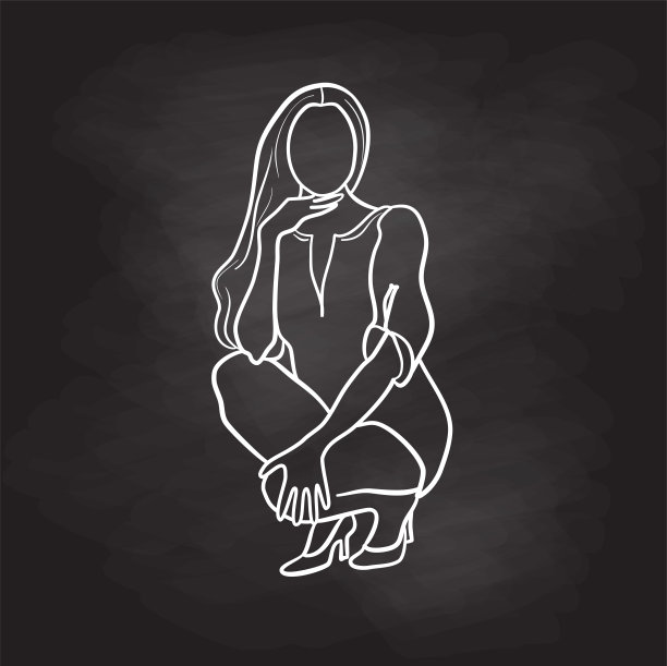 时尚影响者性感姿势黑板图片下载