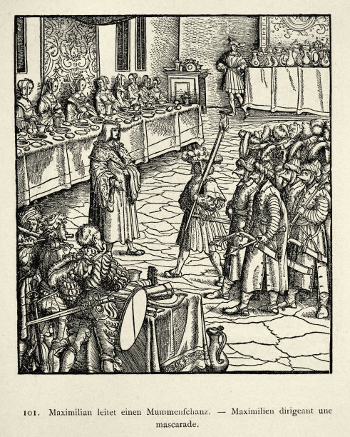 魏夫斯库尼，马克西米利安一世神圣罗马皇帝指挥的假面舞会，15世纪的剧院图片下载