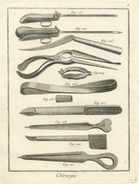 手术工具的18世纪古董插图图片下载