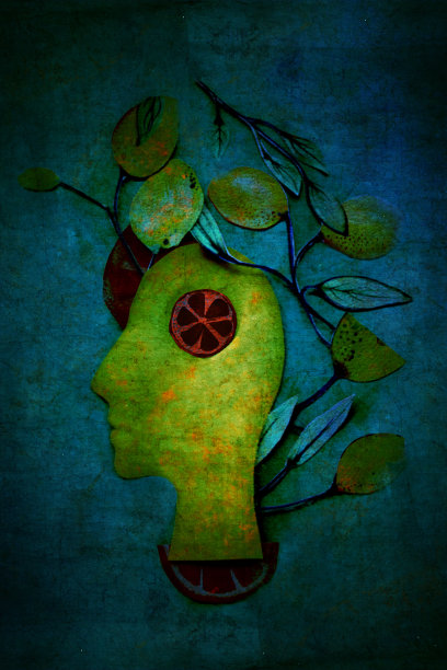 创意头和柠檬图片下载