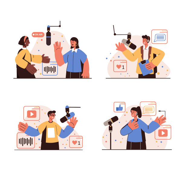 播客流媒体概念孤立场景设置图片下载