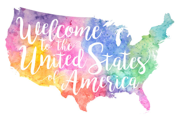 欢迎来到美国栅格水彩地图插图图片下载