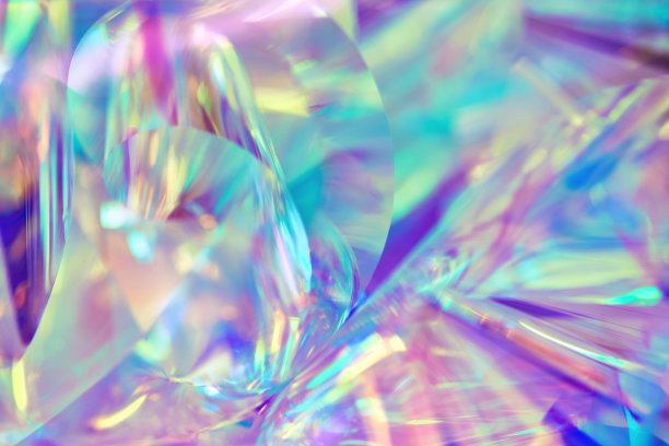 明亮的霓虹粉色，紫色，橙色全息金属箔节日背景图片下载