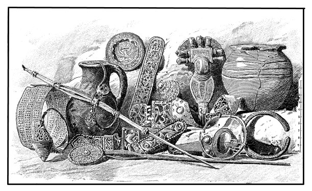 匈牙利国家博物馆Keszthely-Fenékpuszta要塞南墙前的墓地里的移民时期的物品图片下载