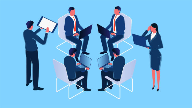 团队合作，团队会议，一起讨论工作，团队沟通，头脑风暴，四人等距坐一起讨论工作图片下载