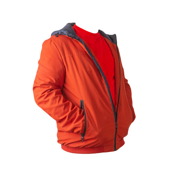 白色背景上有拉链的夹克和t恤。随意的风格图片下载