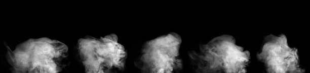 黑色背景上的白烟库存图像的集合。图片下载