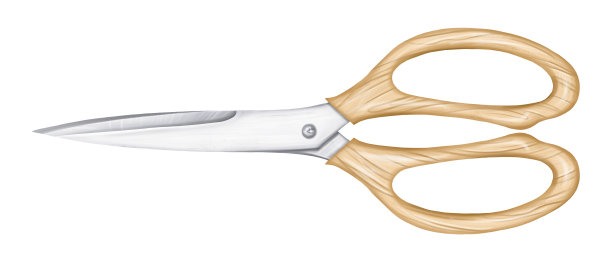 水彩风格木柄花园剪刀。园艺、创意、美容美发、缝纫和工作室工具、切割设备。孤立的插图在一个白色的背景图片下载