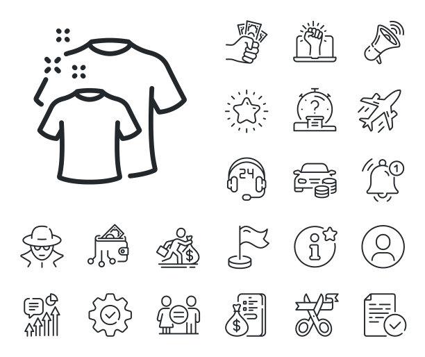 清洁t恤线条图标洗衣衬衫标志图片下载