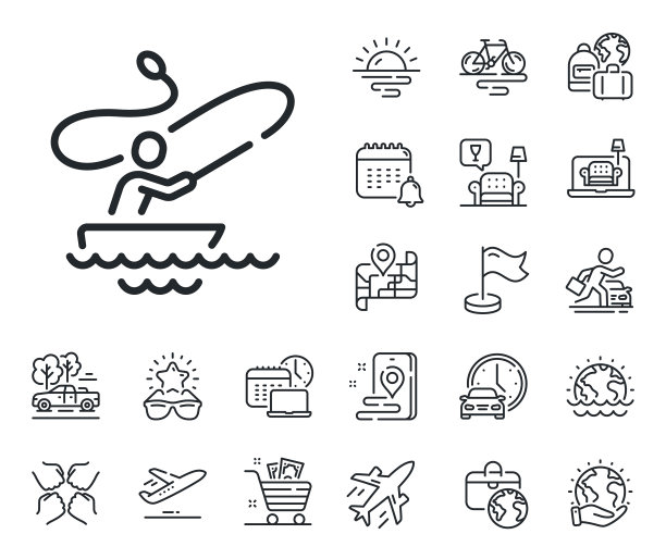 渔船钓鱼线图标渔夫用纺纱图片下载