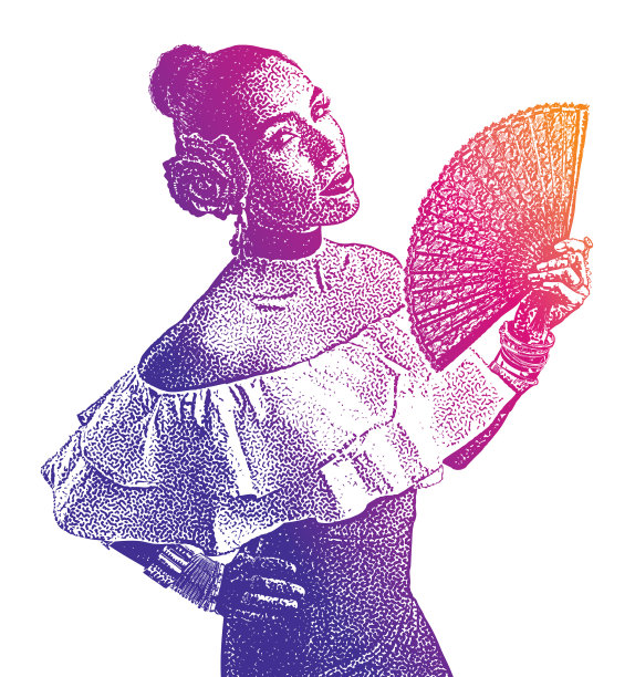 一个西班牙女子拉丁舞的彩色肖像图片下载