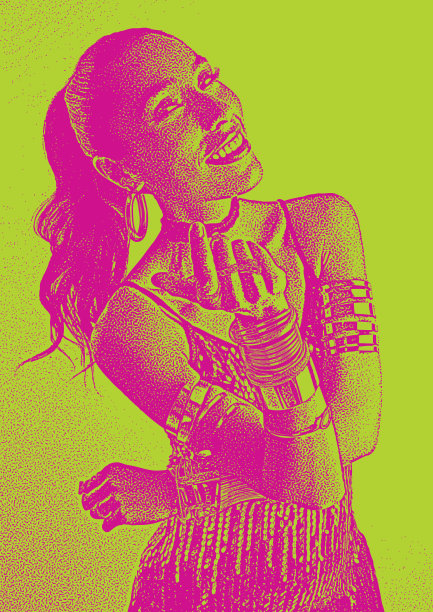 一个美丽的肖像，微笑的西班牙妇女给一个招手手势图片下载