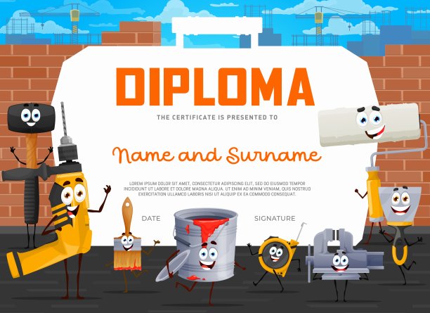 漫画家文凭证书DIY工作工具图片下载