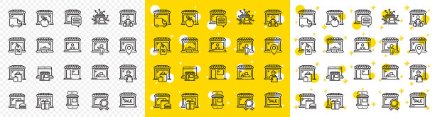 市场商店线图标在线市场图片下载