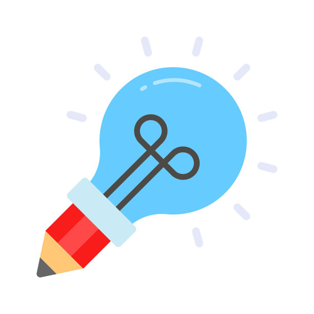 灯泡用铅笔表示创意写作的概念图标，可定制的设计图片下载