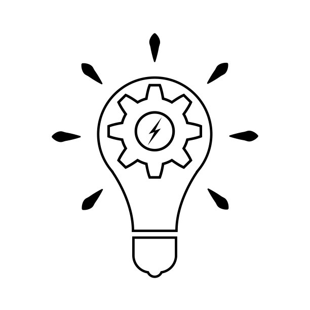 创意灯泡与齿轮和闪电符号。矢量图标设计图片下载