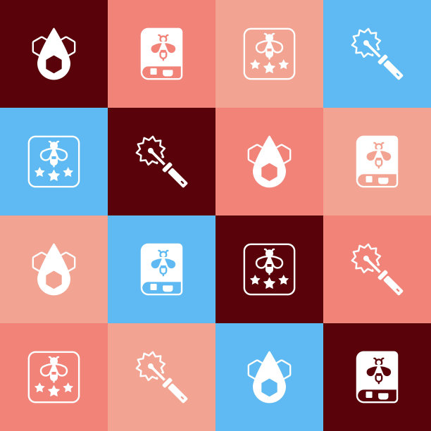 集流行艺术蜂巢，书关于蜜蜂，类型和刀具卷蜂蜜图标。向量图片下载