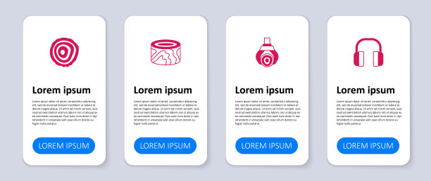 设置耳机，抓斗起重机抓原木，原木和树木年轮。业务信息图表模板。向量图片下载