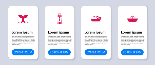 集折叠纸船，快艇，灯塔和鲸尾。业务信息图表模板。向量图片下载