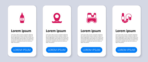 设置蠕虫，潜水面罩，位置钓鱼和一瓶伏特加。业务信息图表模板。向量图片下载