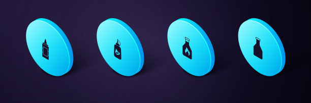 设置等距番茄酱瓶，和芥末图标。向量图片下载